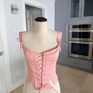 House of CB Pink Lace-Up Corset Bodysuit